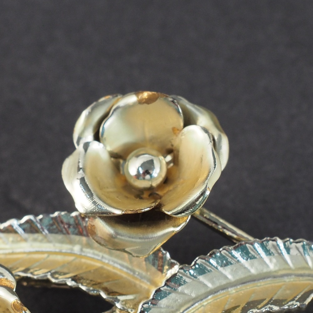 Cora Brooch Pin Silver Tone Flowers and Leaves Vintage Women's Jewelry - Picture 3 of 10